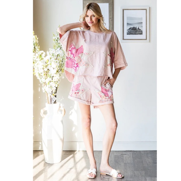 Oli & Hali Pink Star Embellished Women Shorts - Picture 6 of 6